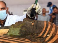 <p>Egypt's Ministry of Tourism and Antiquities shared the incredible find of dozens on intact coffins in Saqqara. This sarcophagus is estimated to have been sealed 2,500 years ago.</p>