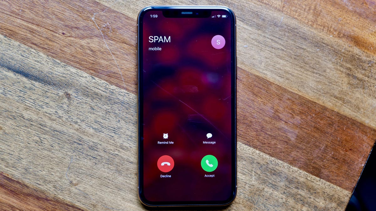 An iPhone getting a spam call