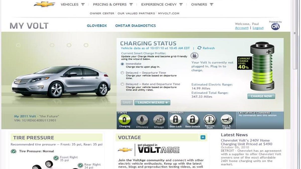 The MyVolt.com application lets people manage Volt charging from a PC or smartphone.