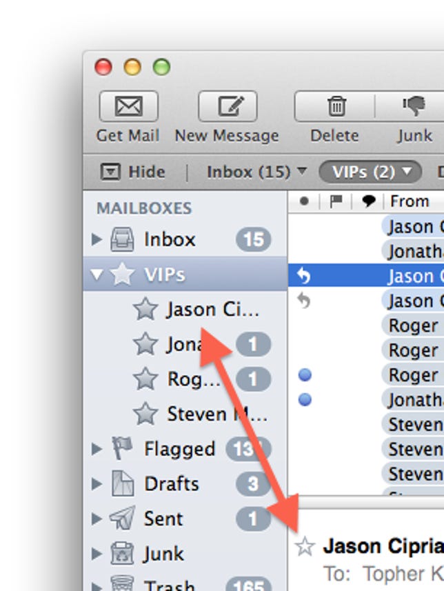 VIP list in OS X Mail