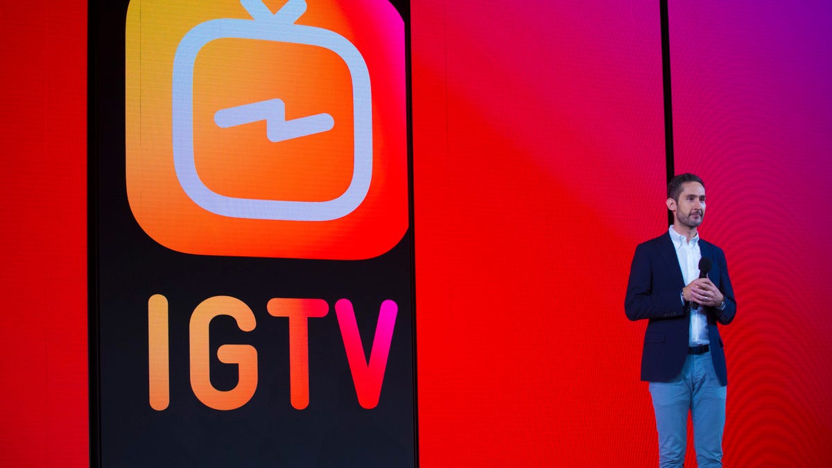 Instagram CEO Kevin Systrom announces IGTV at an event in San Francisco.