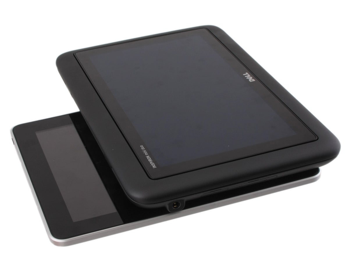 Thicker than an iPad: the Dell Duo stacked on top of Apple's tablet.