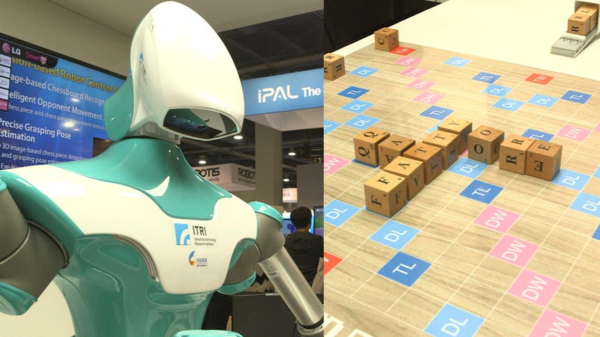 Scrabble-playing robot at CES 2018