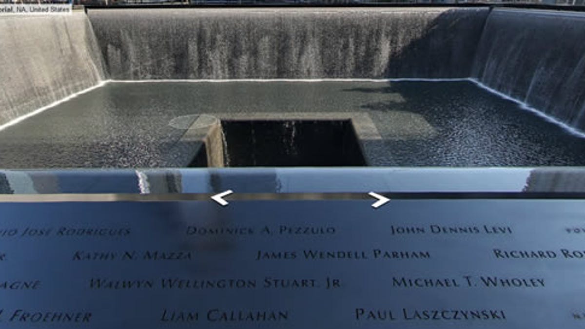 A Google Street View of New York City's Memorial at the World Trade Center.