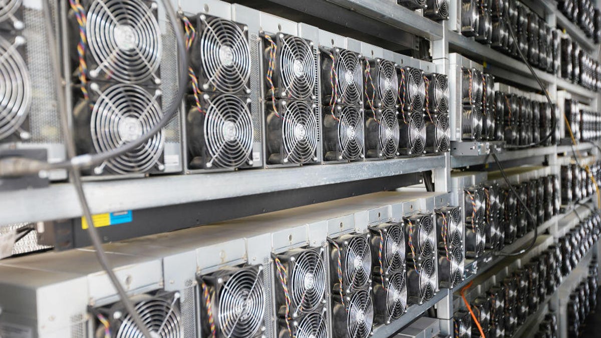 Fans inside a crypto mining operation.