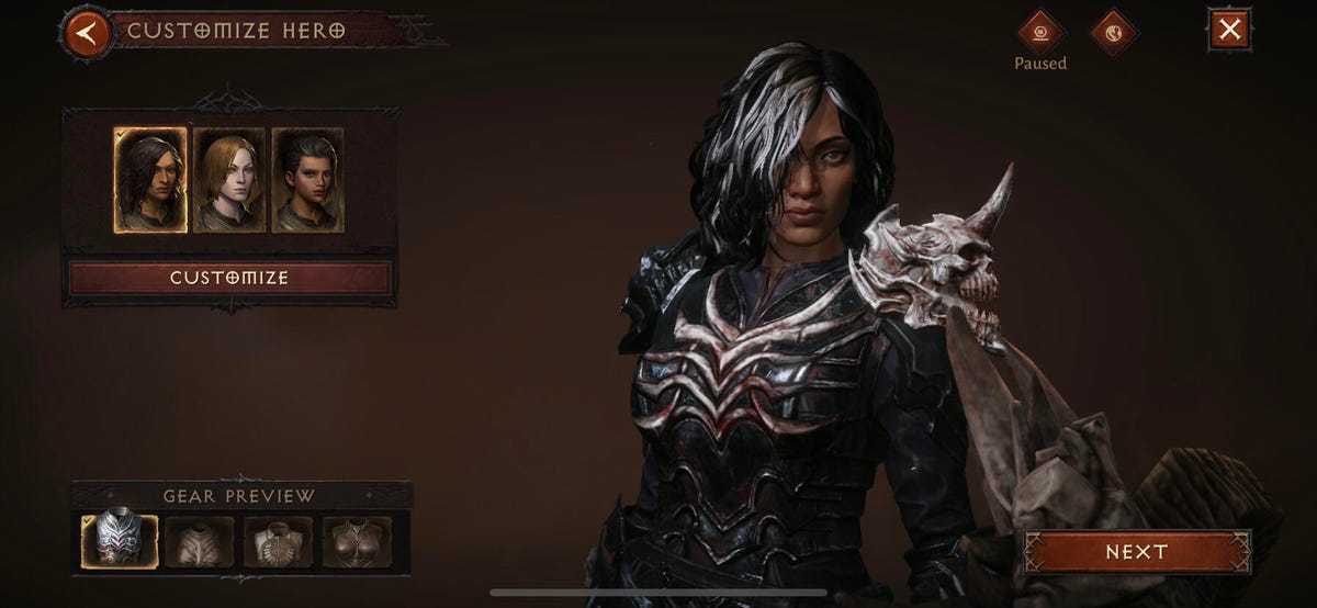 Necromancer character customization menu