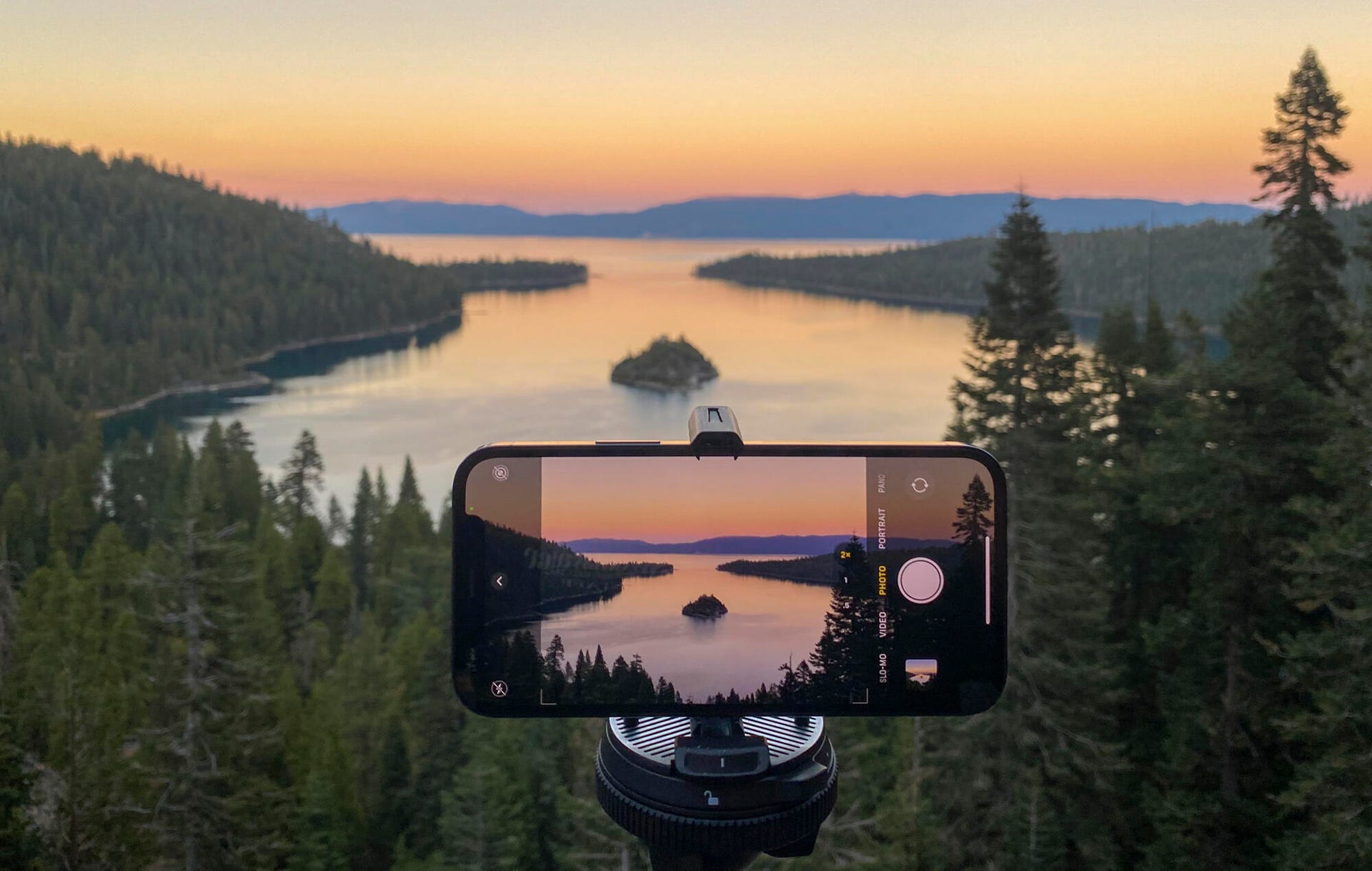 Shooting with the iPhone 12 Pro above Emerald Bay in Lake Tahoe, California.