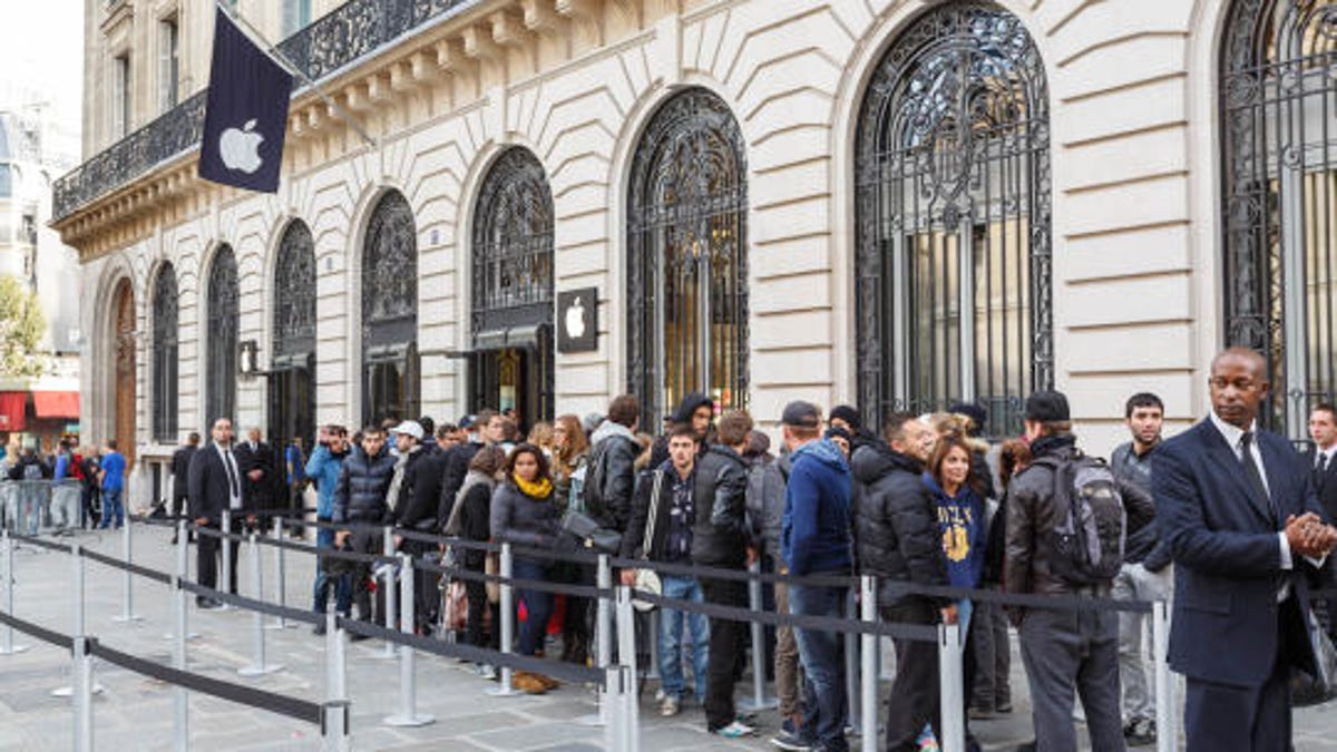 Apple's Paris store had long lines earlier this year.