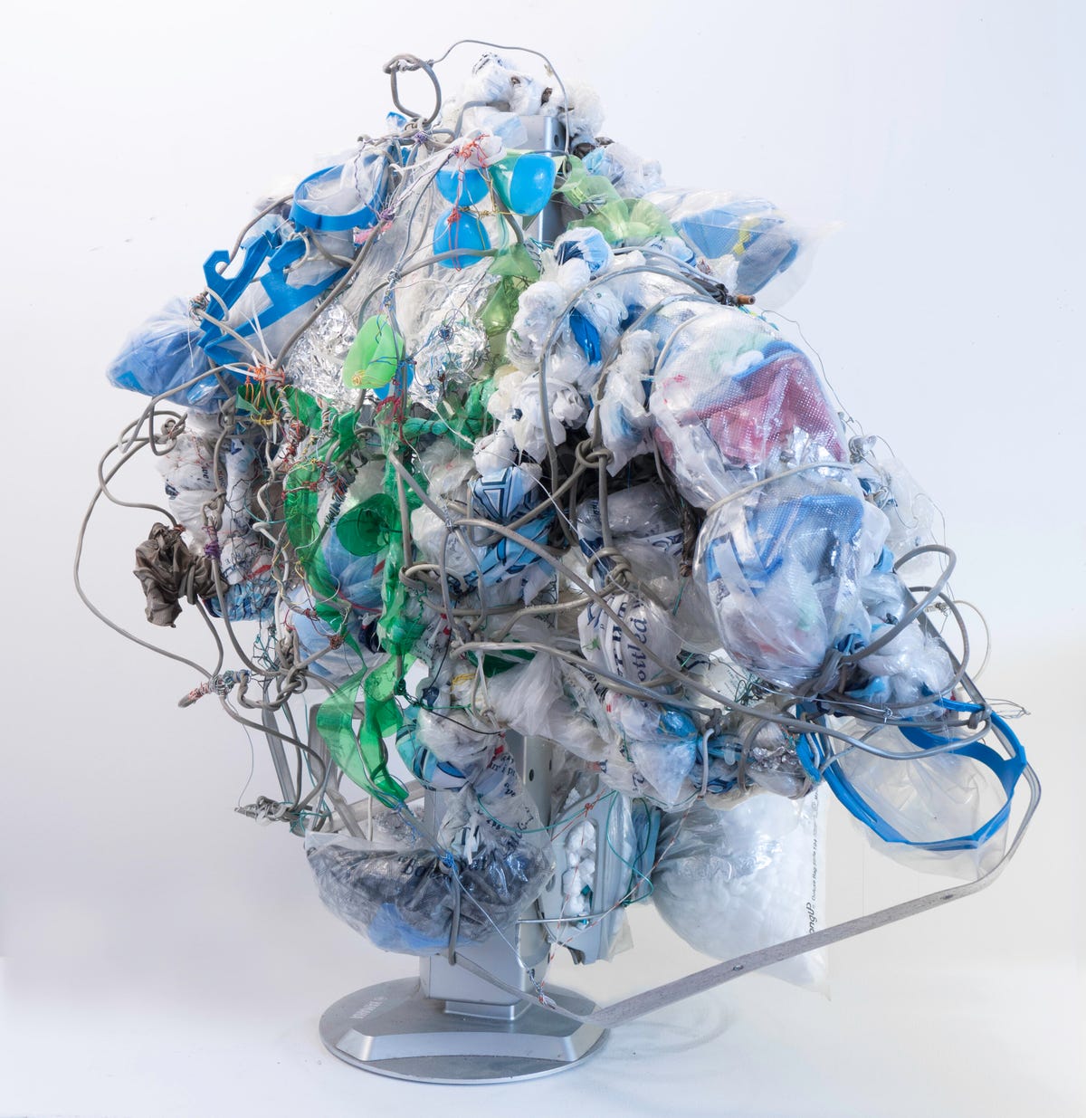 a sculpture of recycled plastic