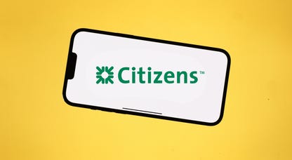 Citizen Bank logo on green background.