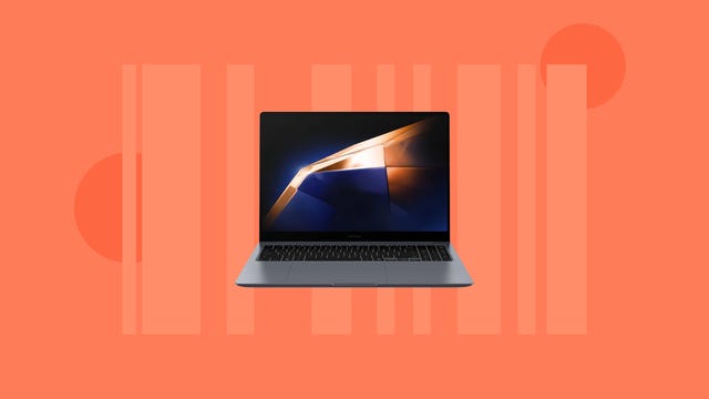 The Samsung Galaxy Book 4 Ultra is displayed against an orange background.