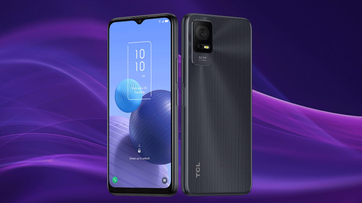 TCL 408 phone, front and back