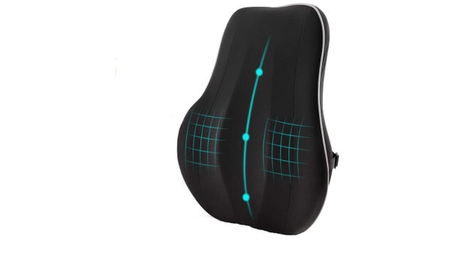 Black heating pad with blue neon through the center