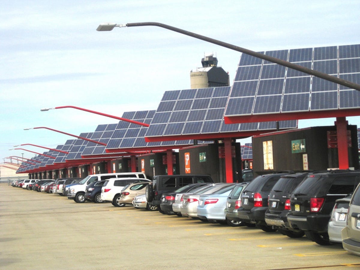 Evergreen Solar panels installed at Boston's Logan Airport.