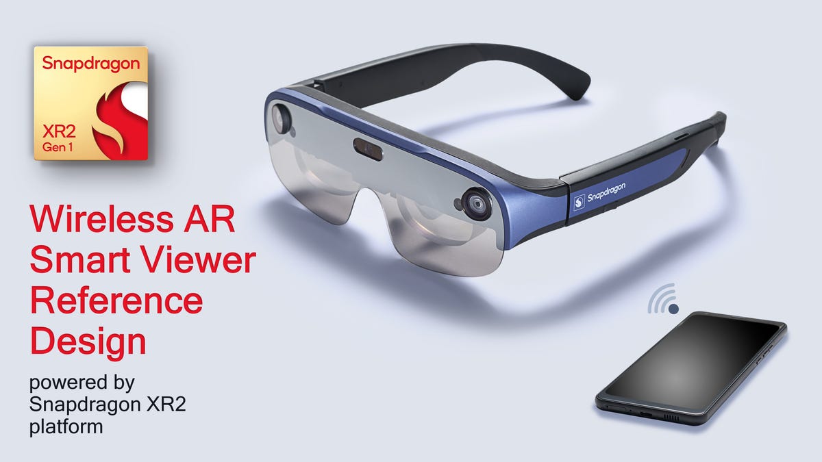 Wireless AR Smart Viewer Reference Design looking like a pair of thick sports sunglasses