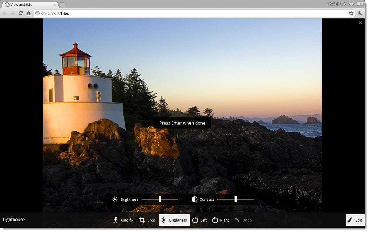 Chrome OS photo editor - brightness