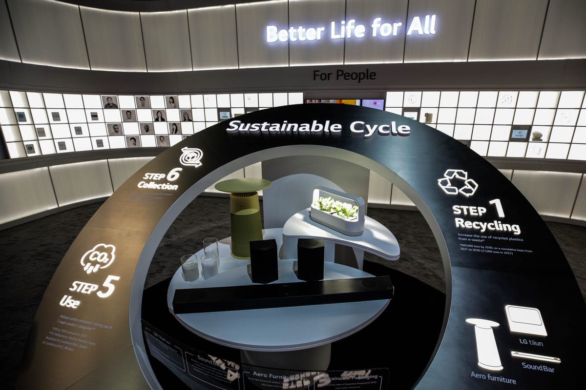 A booth at CES that talks about the sustainable cycle.