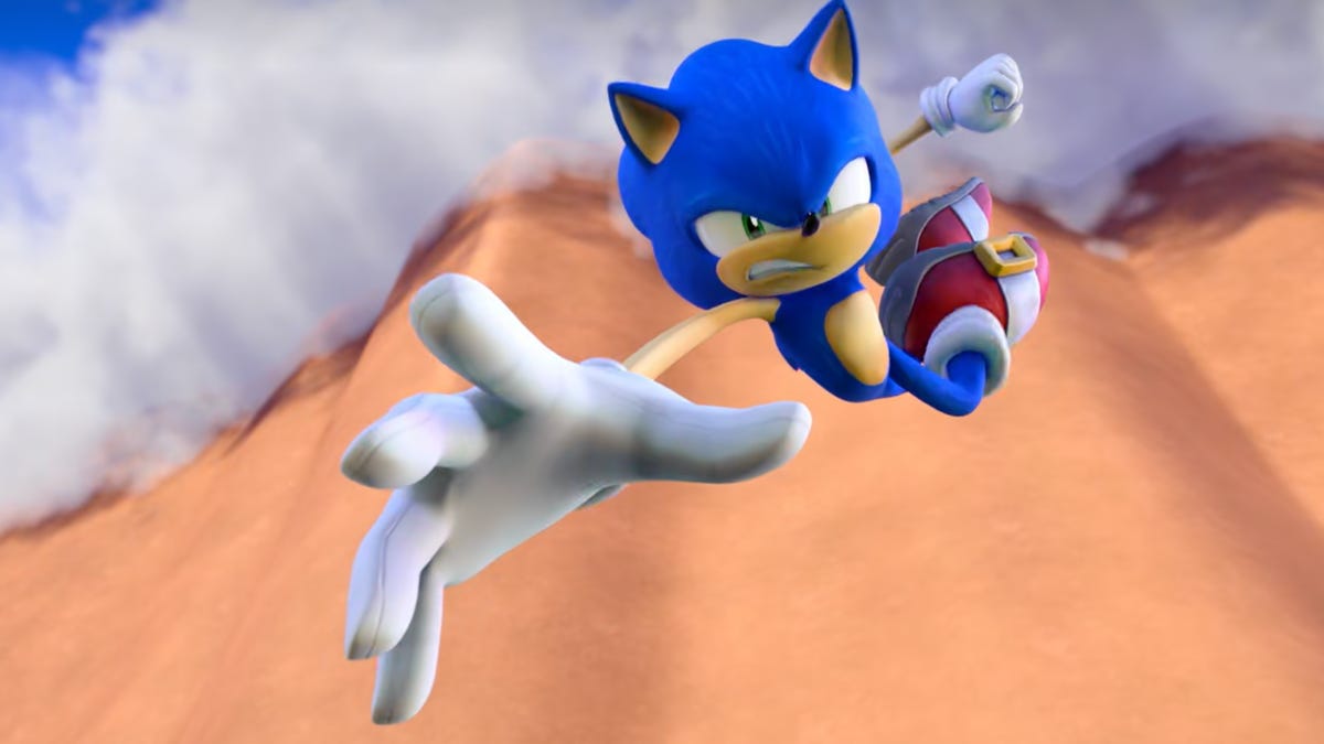 Sonic the Hedgehog leaping from a cliff