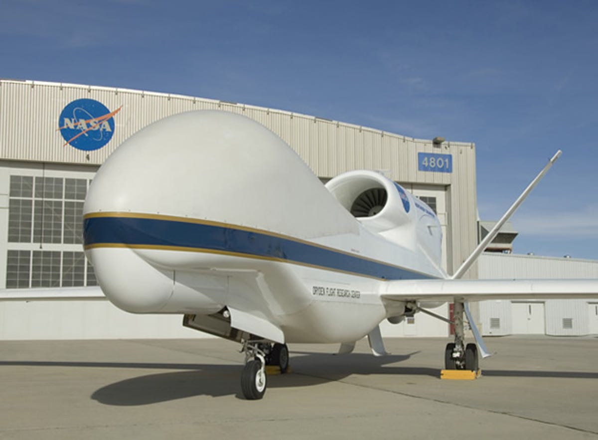 The bulbous nose of one of NASA's two Global Hawks.