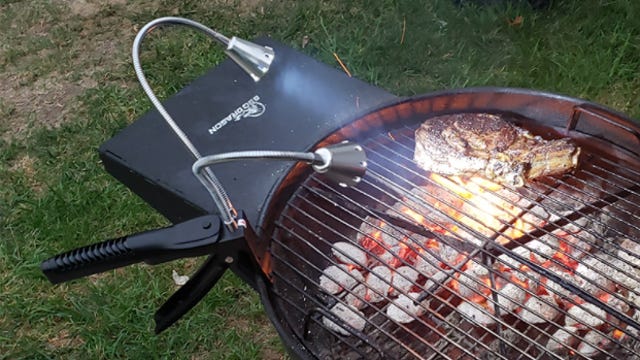grill light attached to charcoal grill