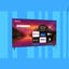 تلویزیون هوشمند 55 اینچی Roku Plus QLED 4K روی پس‌زمینه آبی نمایش داده می‌شود.