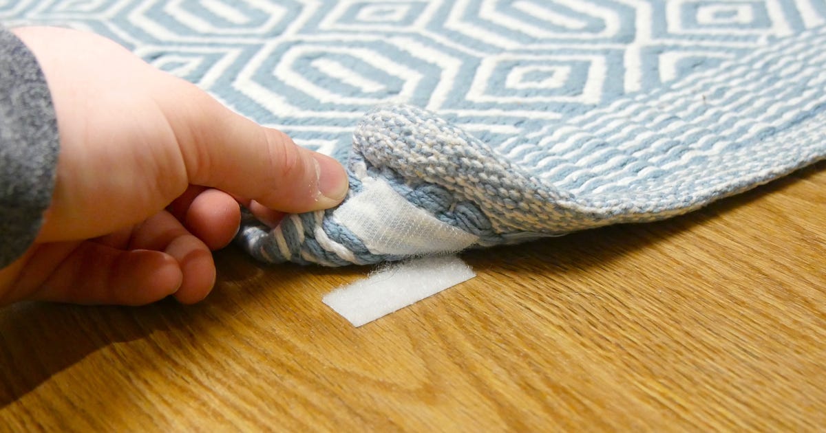 Secure An Area Rug With Velcro To Keep, How Do You Keep A Rug From Slipping On Laminate Flooring