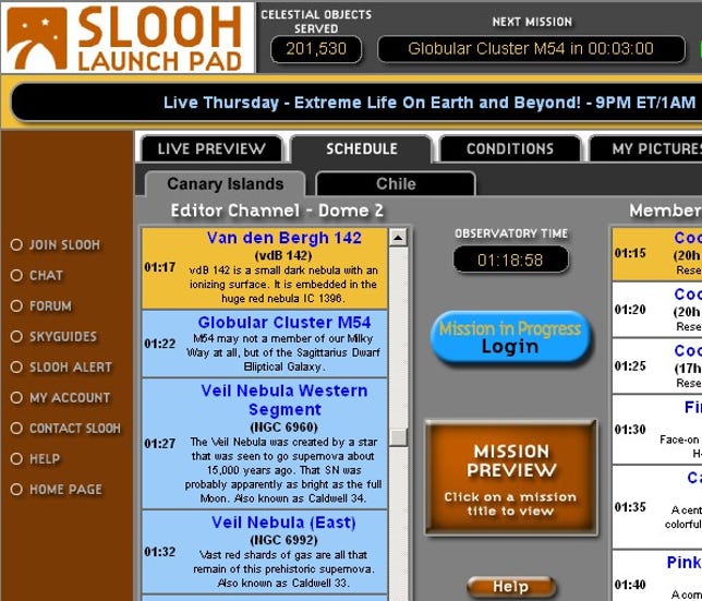 The Slooh Launch Pad takes you to the moon, and more.