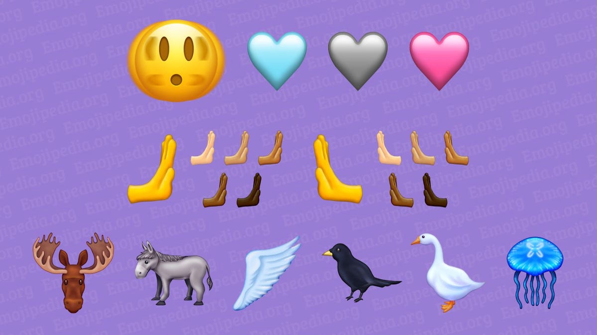 Various proposed emojis, including moose, maracas and ginger, for the Emoji 15.0 Update