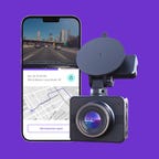 Nexar dash cam with mobile app on screen of iPhone