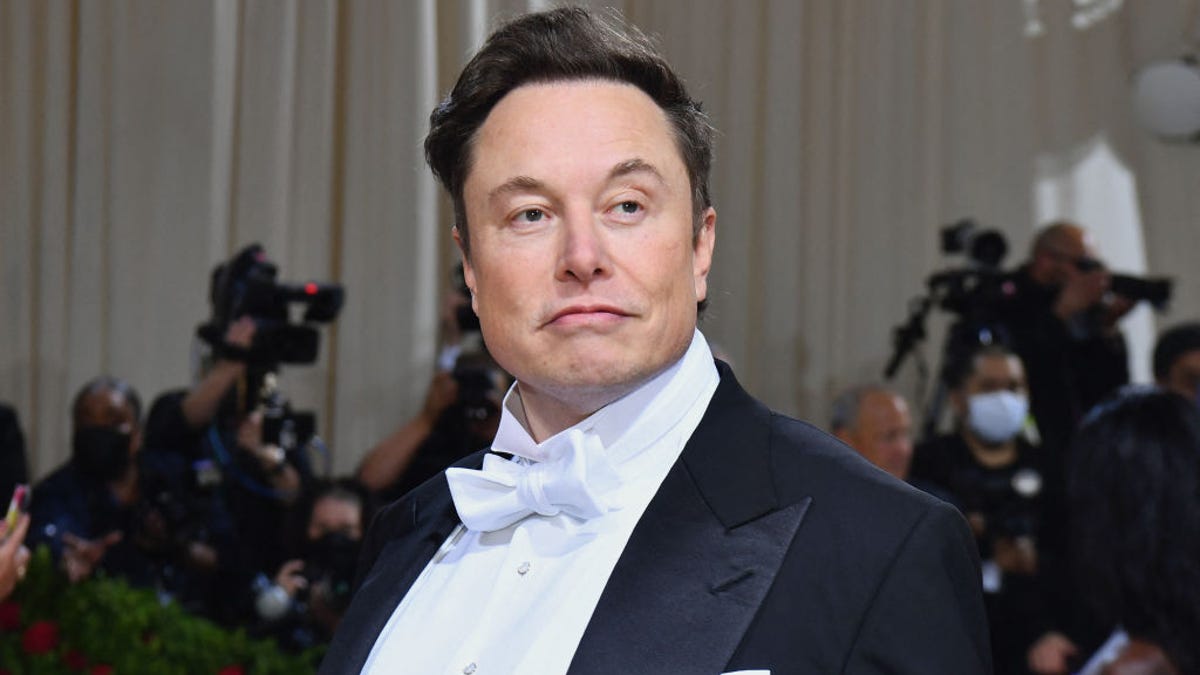 Elon Musk in a tuxedo with white bow tie