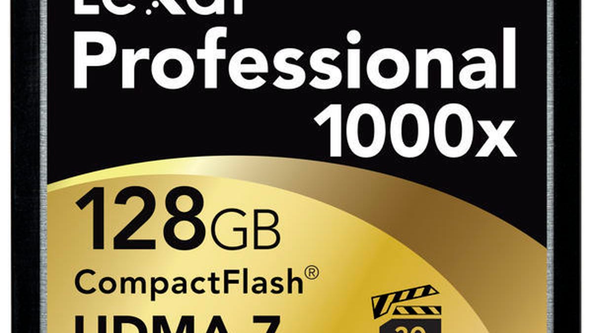 Lexar's 1000X CompactFlash cards come in capacities of 16GB, 32GB, 64GB, and 128GB.