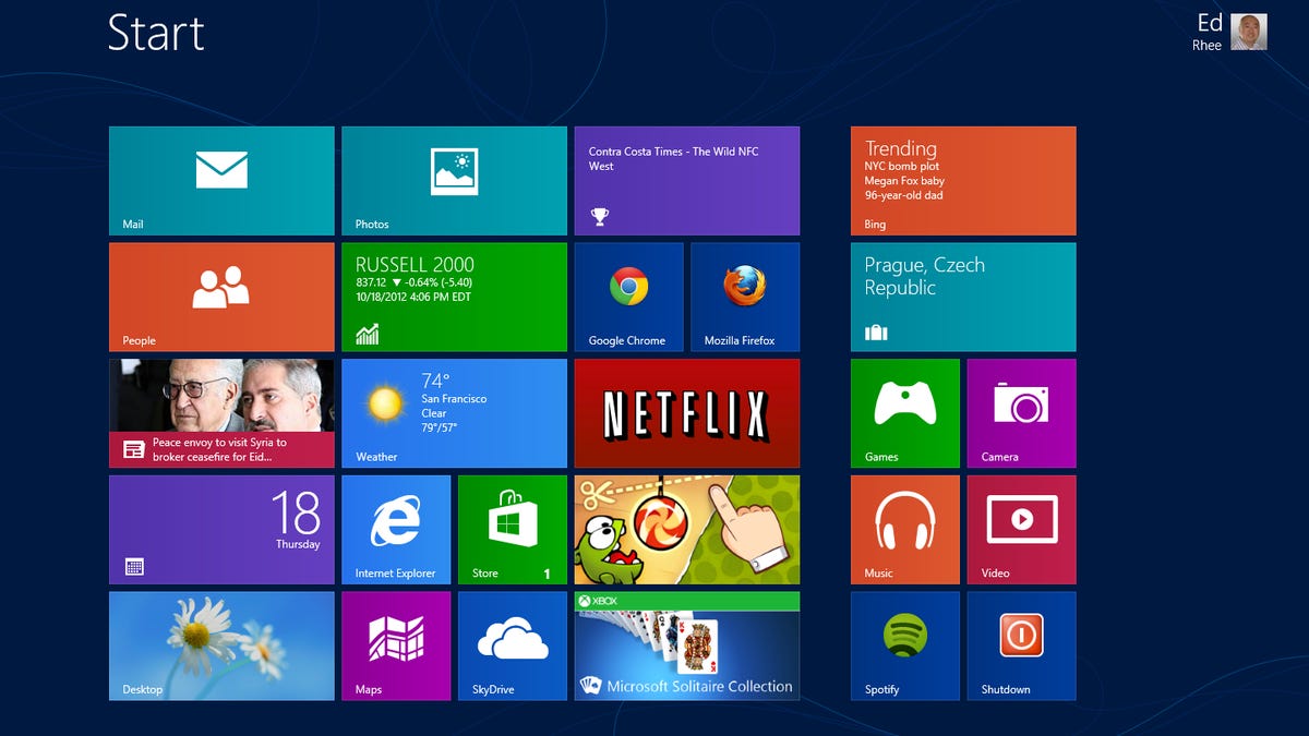 Windows 8 start screen w/shutdown tile