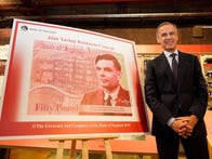 <p>Bank of England governor Mark Carney reveals the new £50 note, featuring Alan Turing.</p>