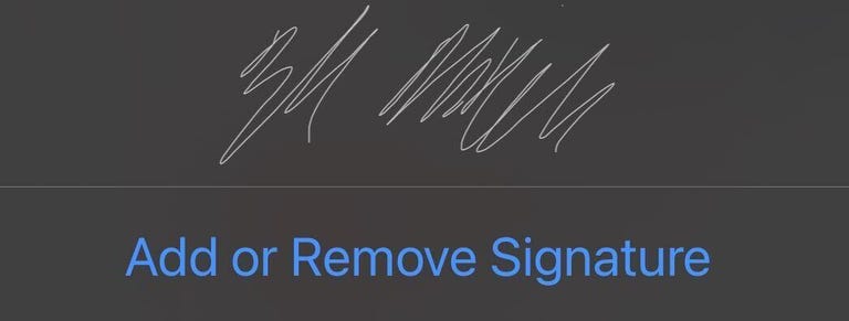 A signature above the option to Add or Remove Signature