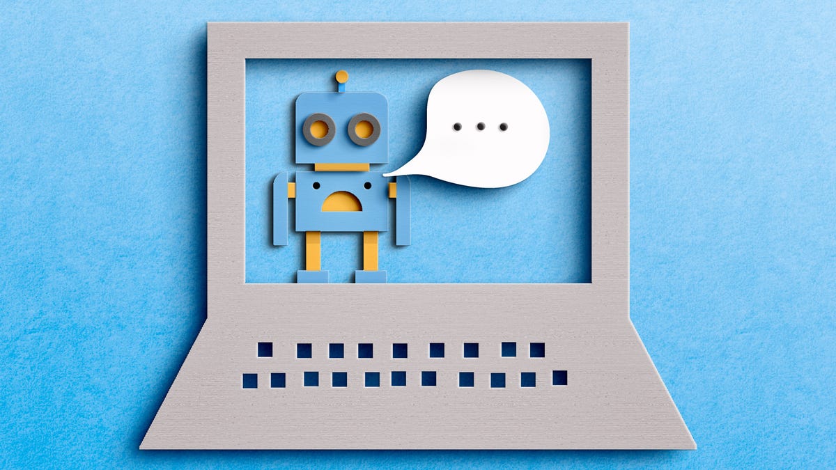 A chat bot in a computer screen