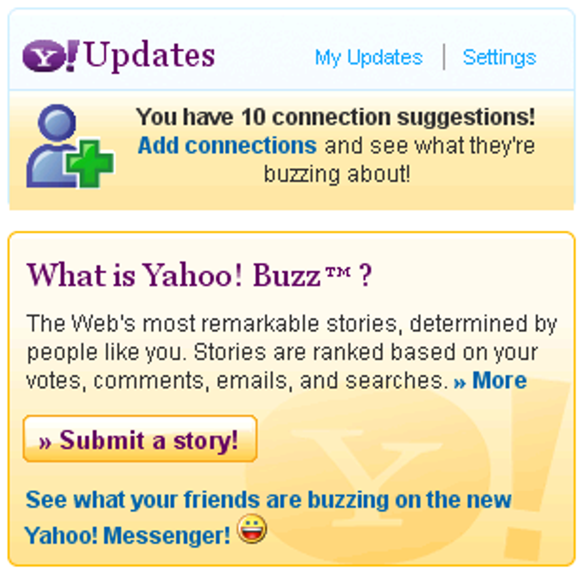 Yahoo Buzz now shows what your contacts have buzzed.