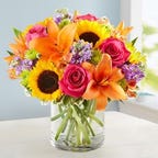 Bouquet of colorful flowers in a vase