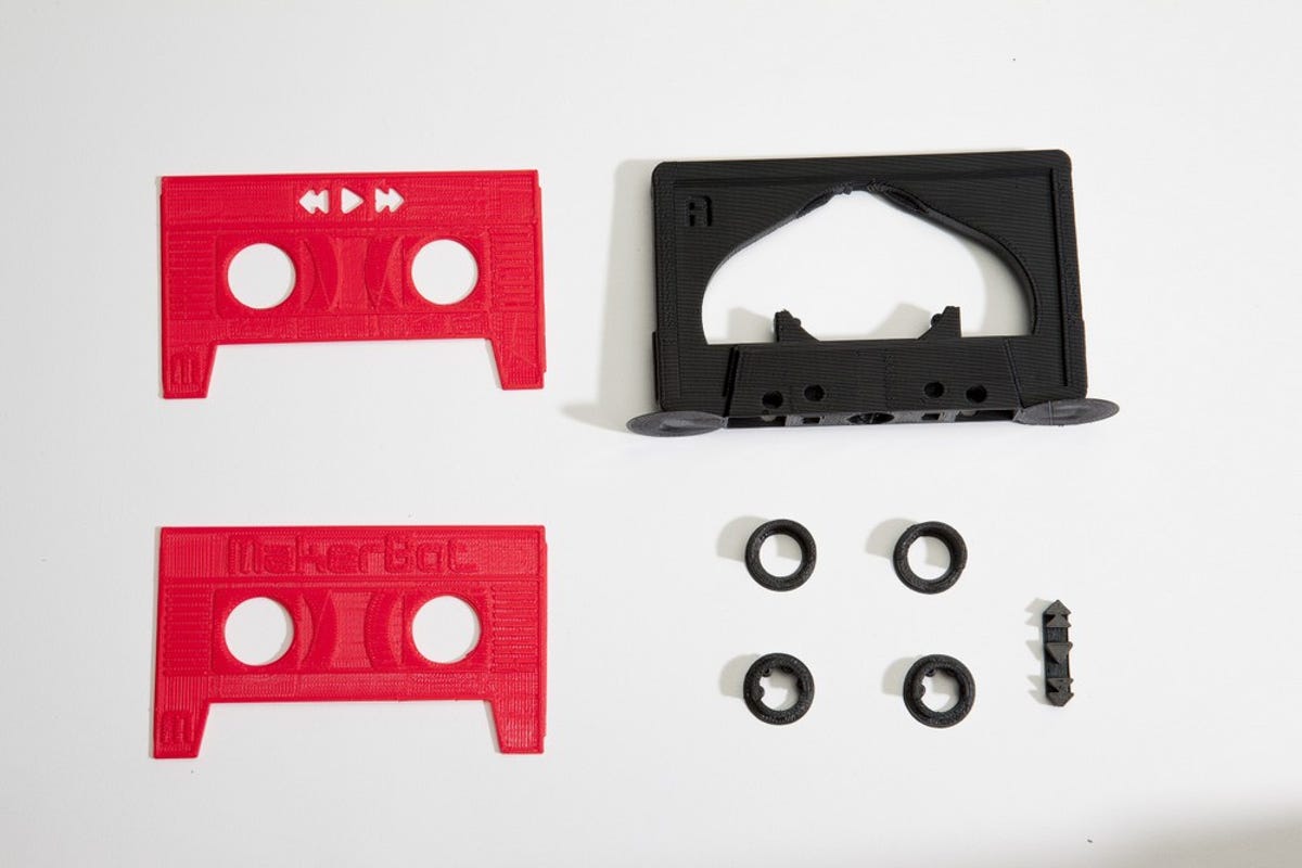 The printed MixTape cassette, available for free download via MakerBot's Thingiverse.