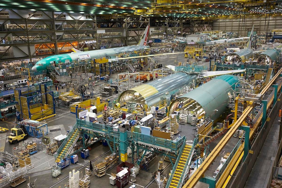 Boeing's Everett Plant Continues Assembly Of 777 And 787 Widebody Jets