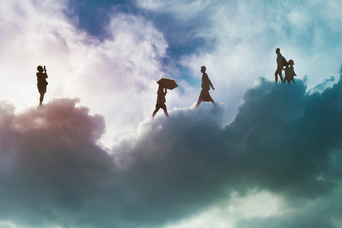 People walking on the cloud