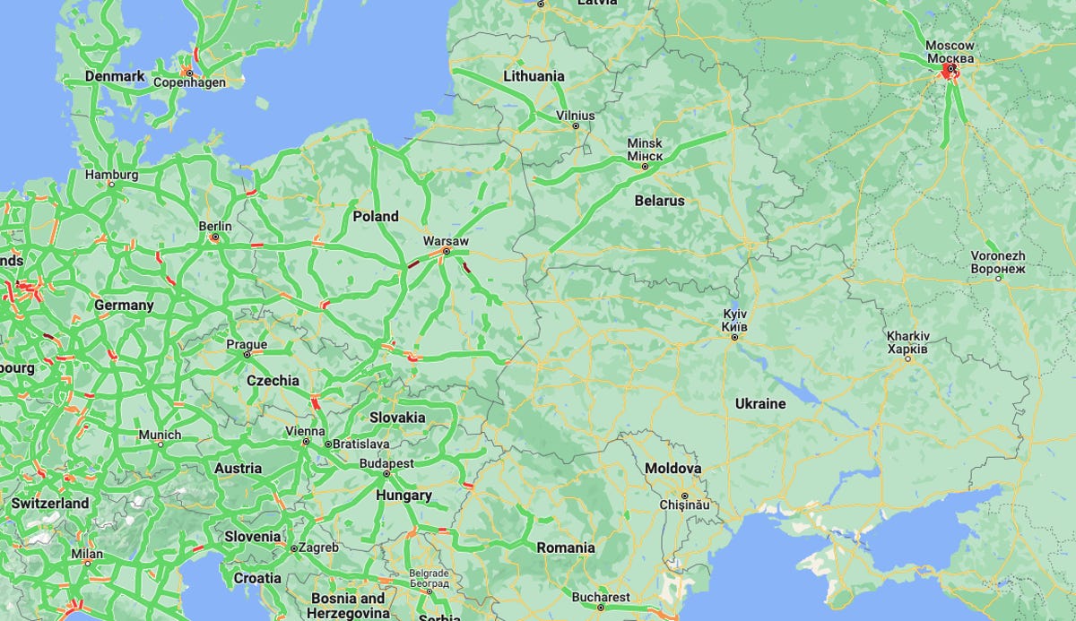 Google Maps Ukraine (no traffic data)
