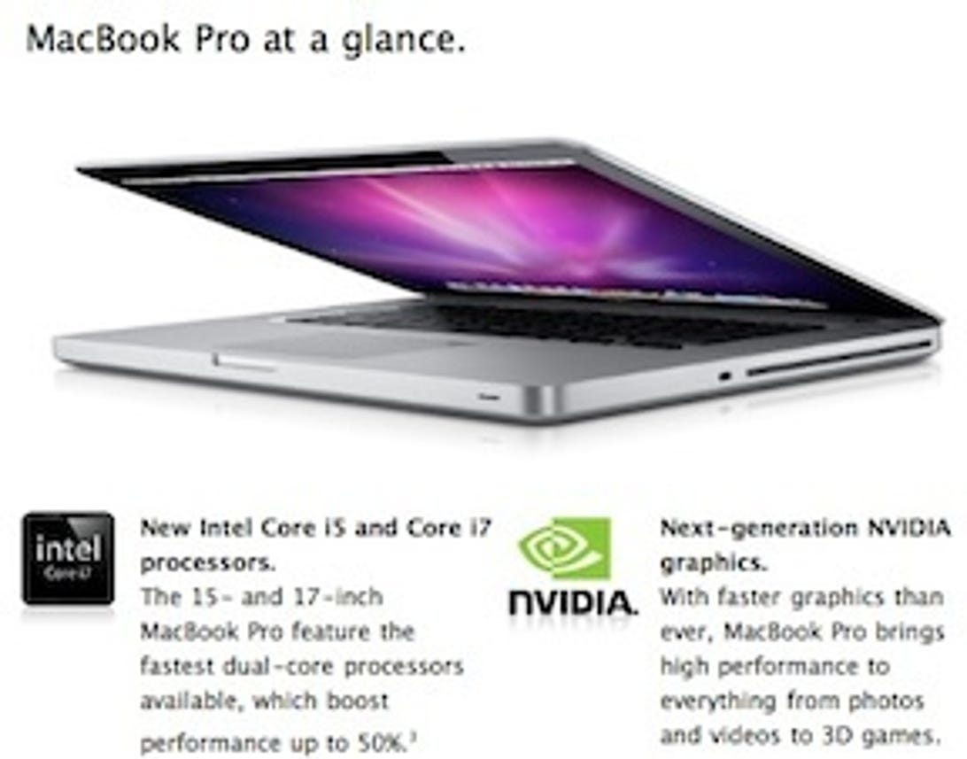 Nvidia discrete graphics chips are in Apple's 15- and 17-inch MacBook Pros.