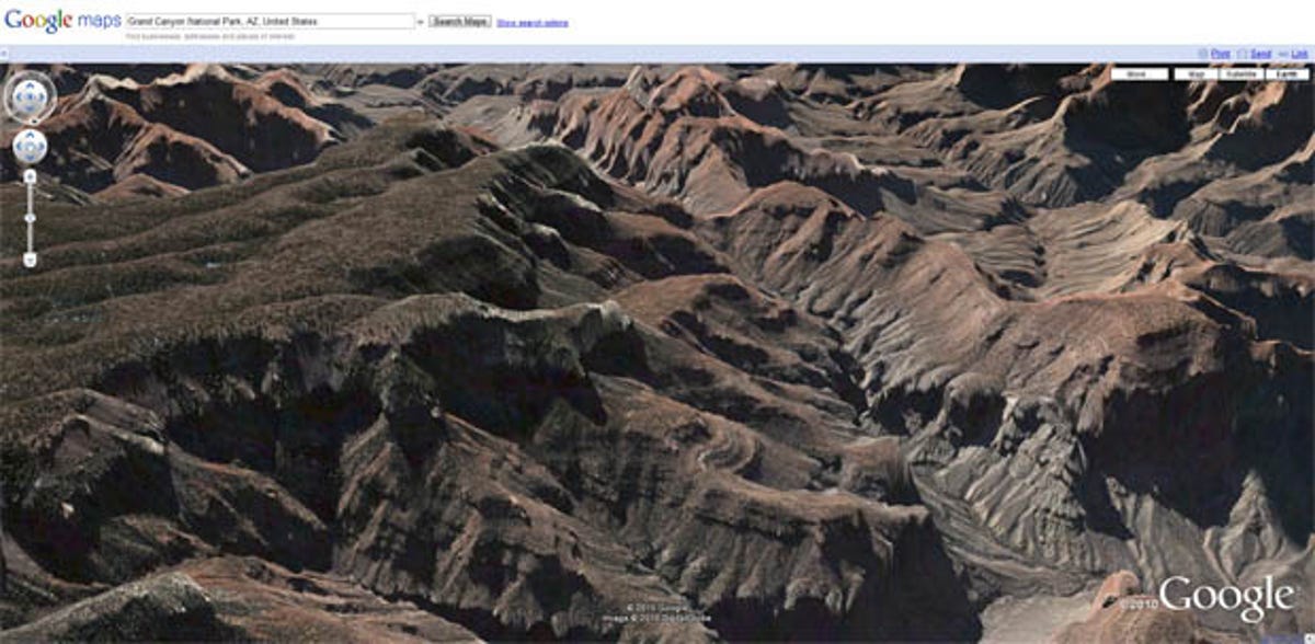 The Grand Canyon, as viewed with Earth view in Google Maps.