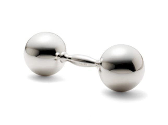 Tiffany sterling silver barbell rattle