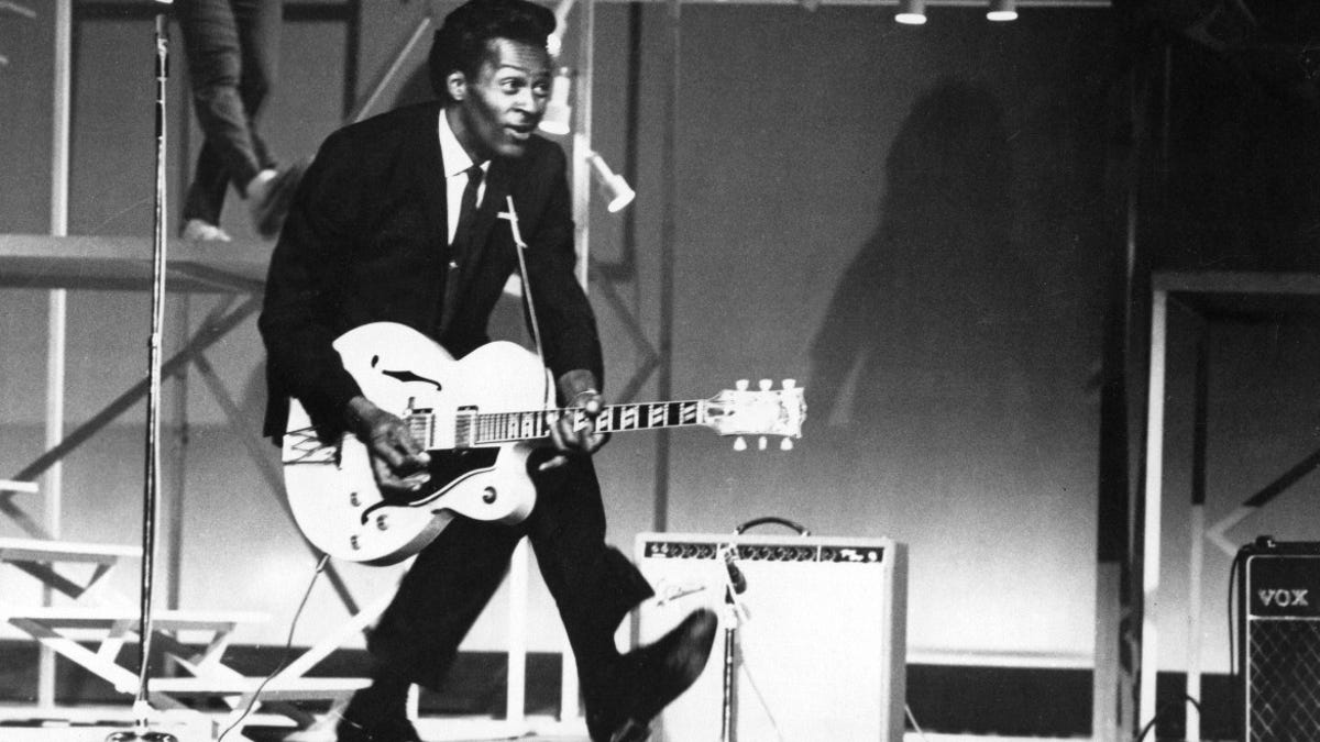 Chuck Berry on stage.