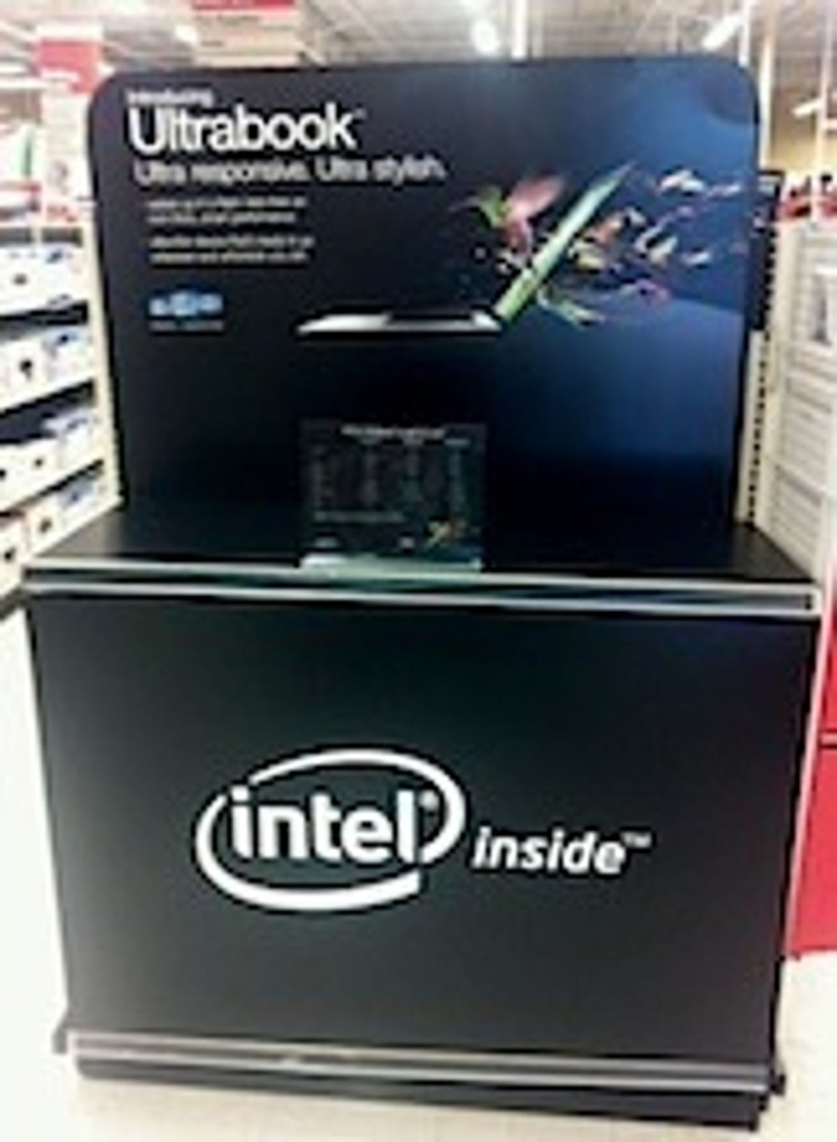 An Intel display promoting ultrabooks at Office Depot.