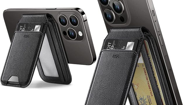 Magnetic wallet attached to iPhone