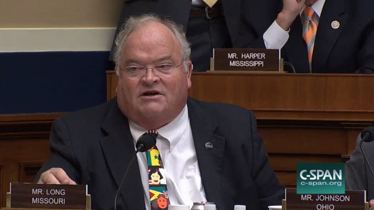 Representative Billy Long, a Republican from Missouri, during a House hearing with Twitter CEO Jack Dorsey, September 5, 2018.