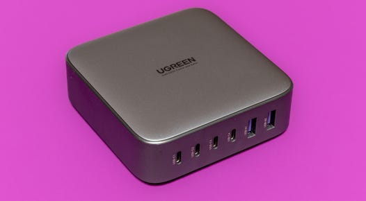 Ugreen's Nexode USB-C and USB-A Desktop Charger is a square brick with six charging ports