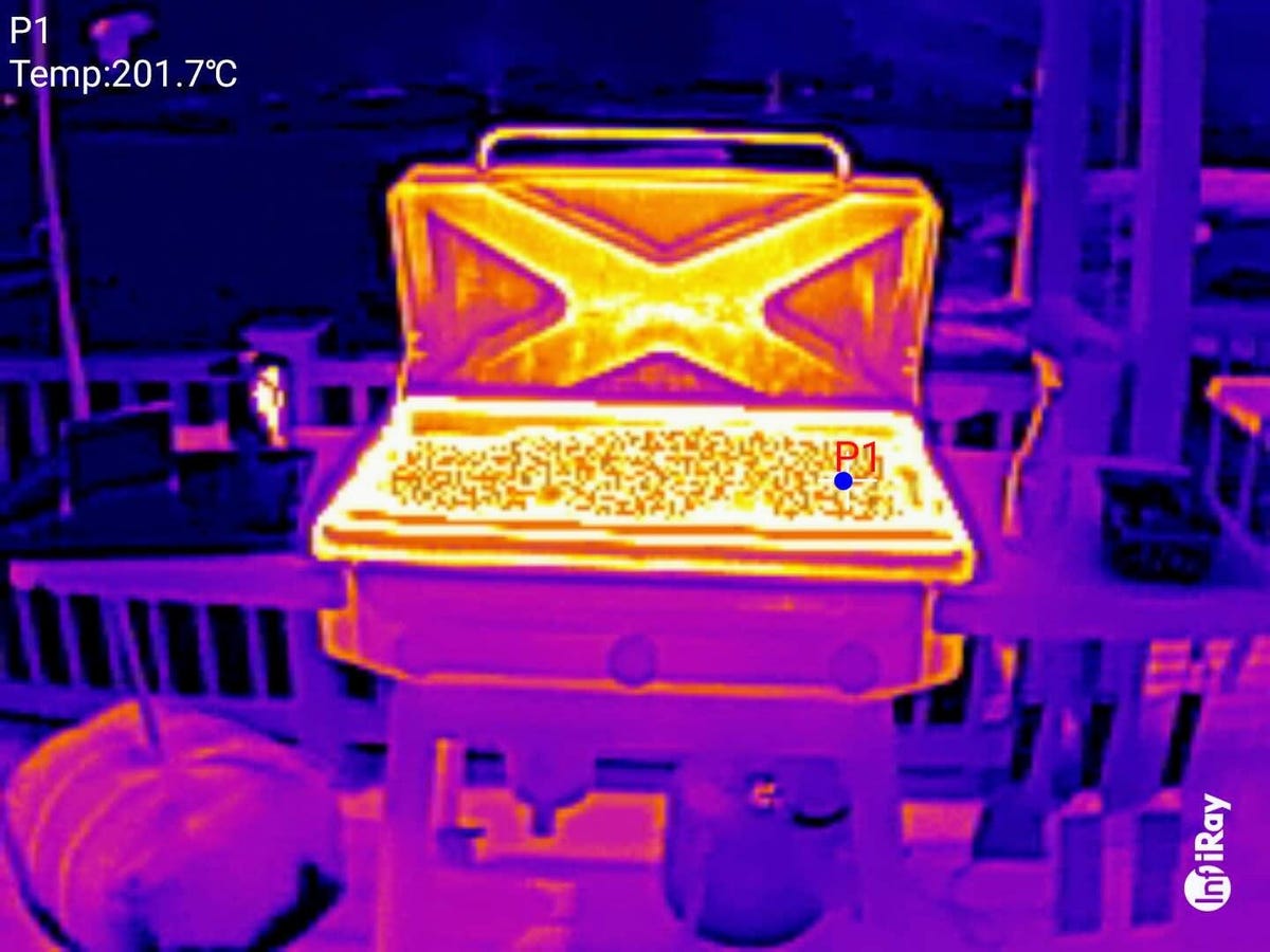 A thermal image of a grill
